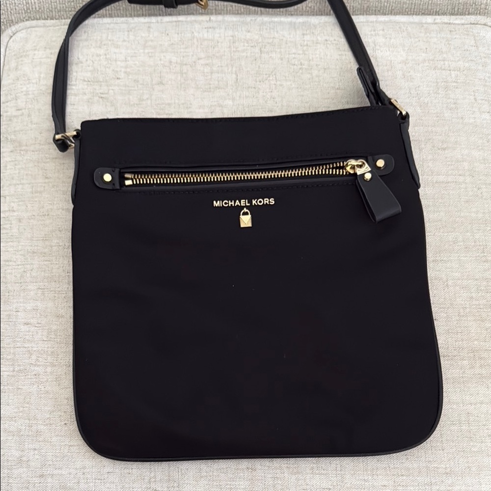 Michael Kors Black Crossbody Bag with Gold Accents